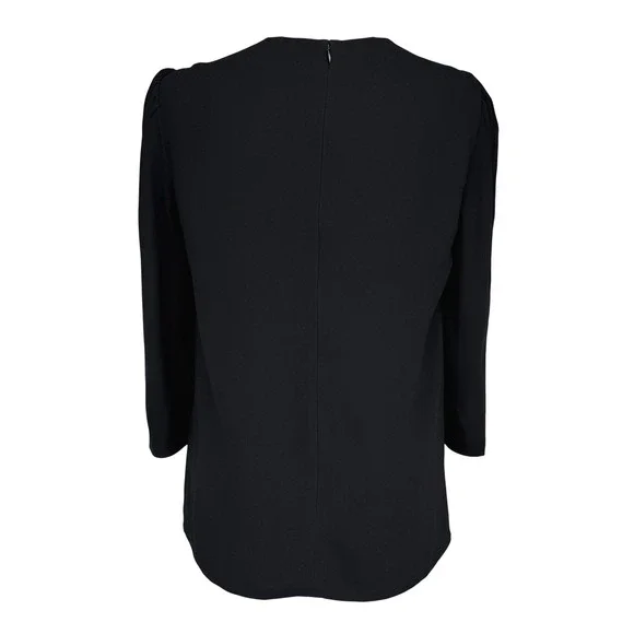 PRADA ASOTV Glamoretti Black Floral Beaded Embellished 3/4 Sleeve Blouse IT 42 - Picture 3 of 16